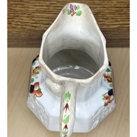 Antique 19th Decorated Gaudy Staffordshire Pitcher Imari Palette Relief Molded - Picture 10 of 12